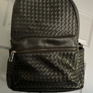 Black leather look back pack